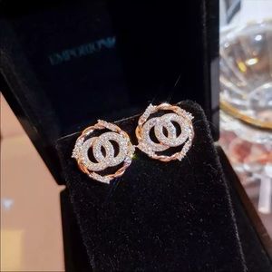 14k Rose Gold Plated Designer Stud Earrings